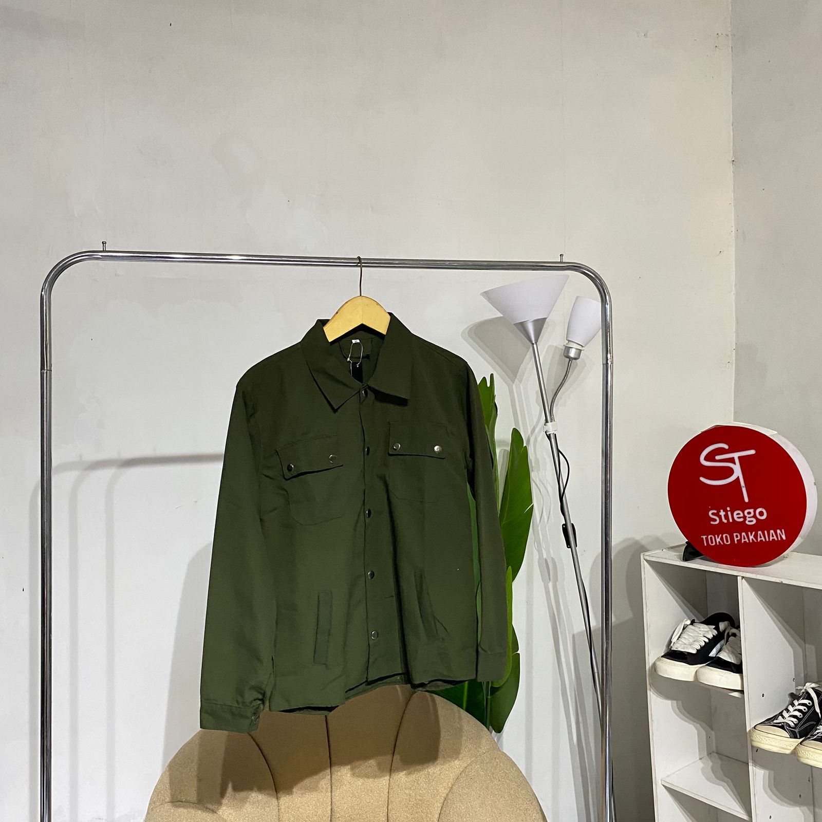 Jaket semi parka pria jaket kanvas  lengan panjang