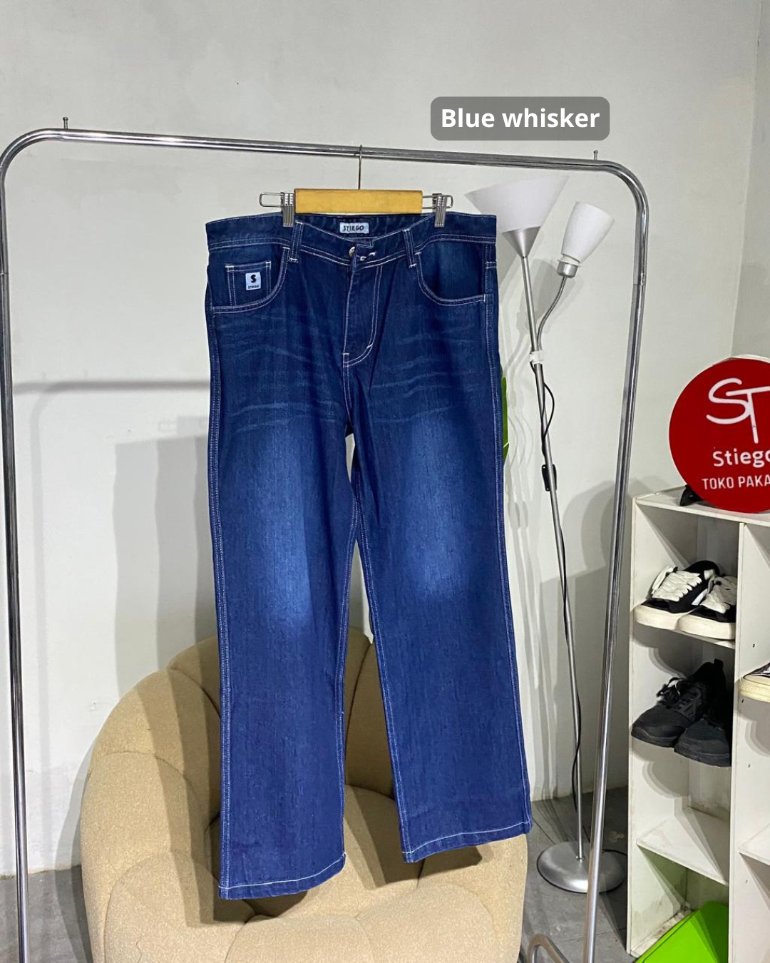 Stiego- Celana Baggy Loose Whisker Pants ( Celana Jeans Baggy Unisex )