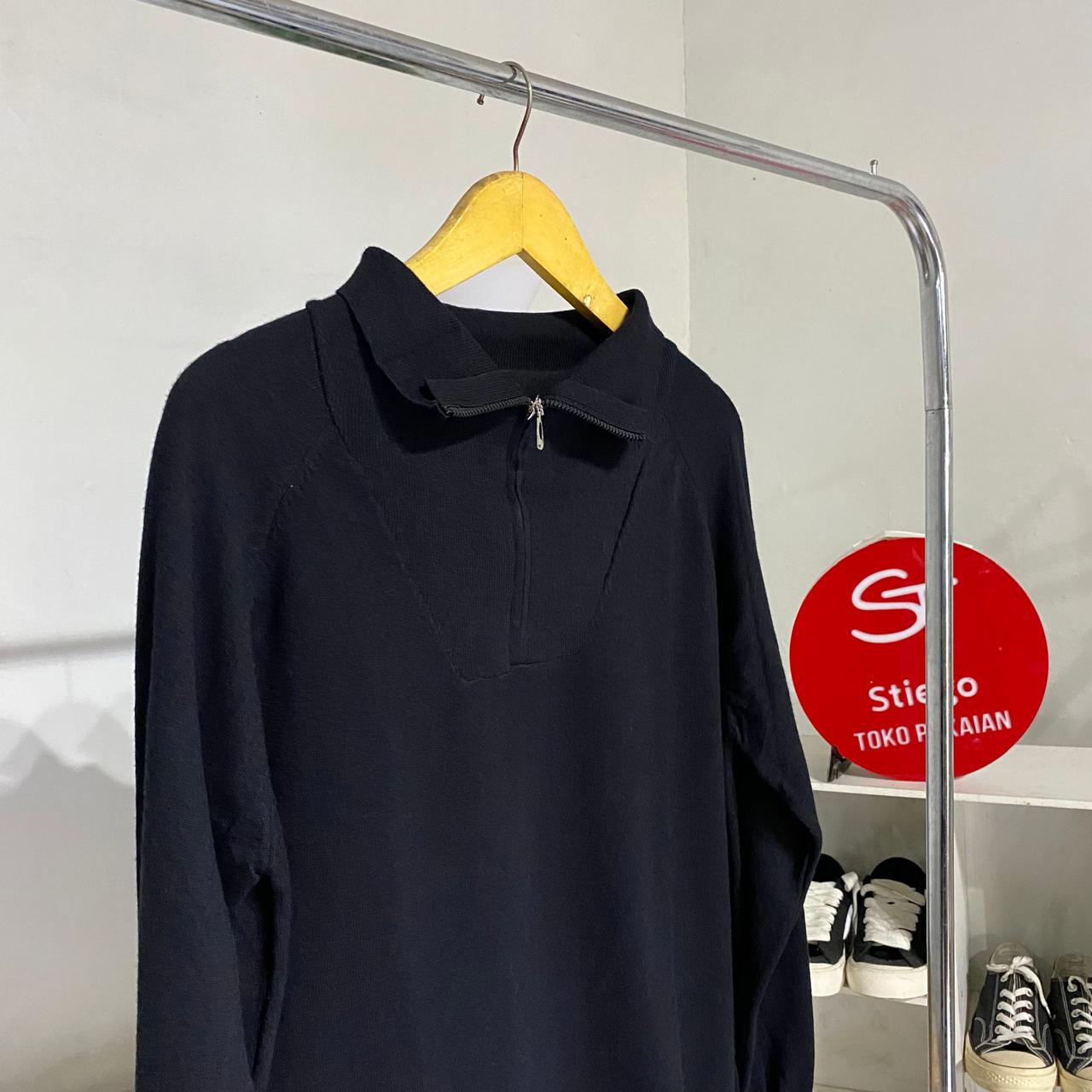 Sweater Rajut Knit Bahan Tebal Half Zipper Kerah Tinggi Premium atasn 51059