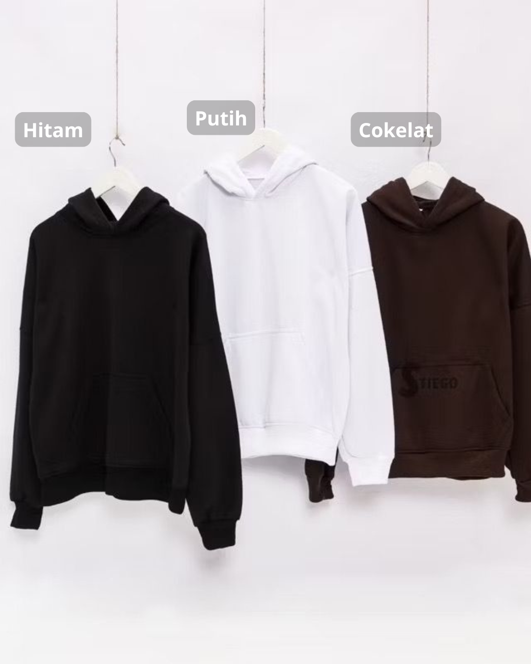 Stiego Oversized Boxy Sweater Hoodie pria
