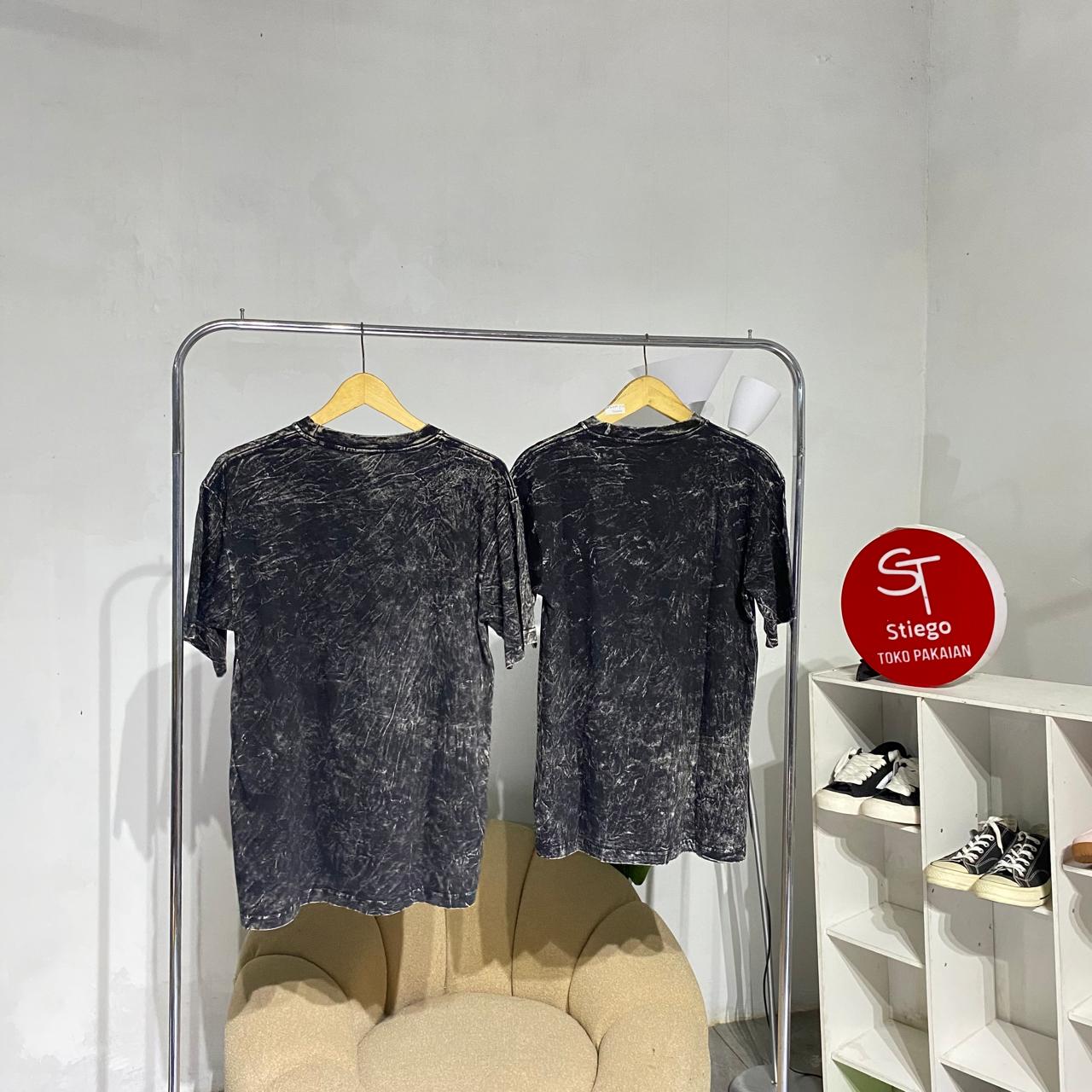 Kaos washed oversize pria lengan pendek