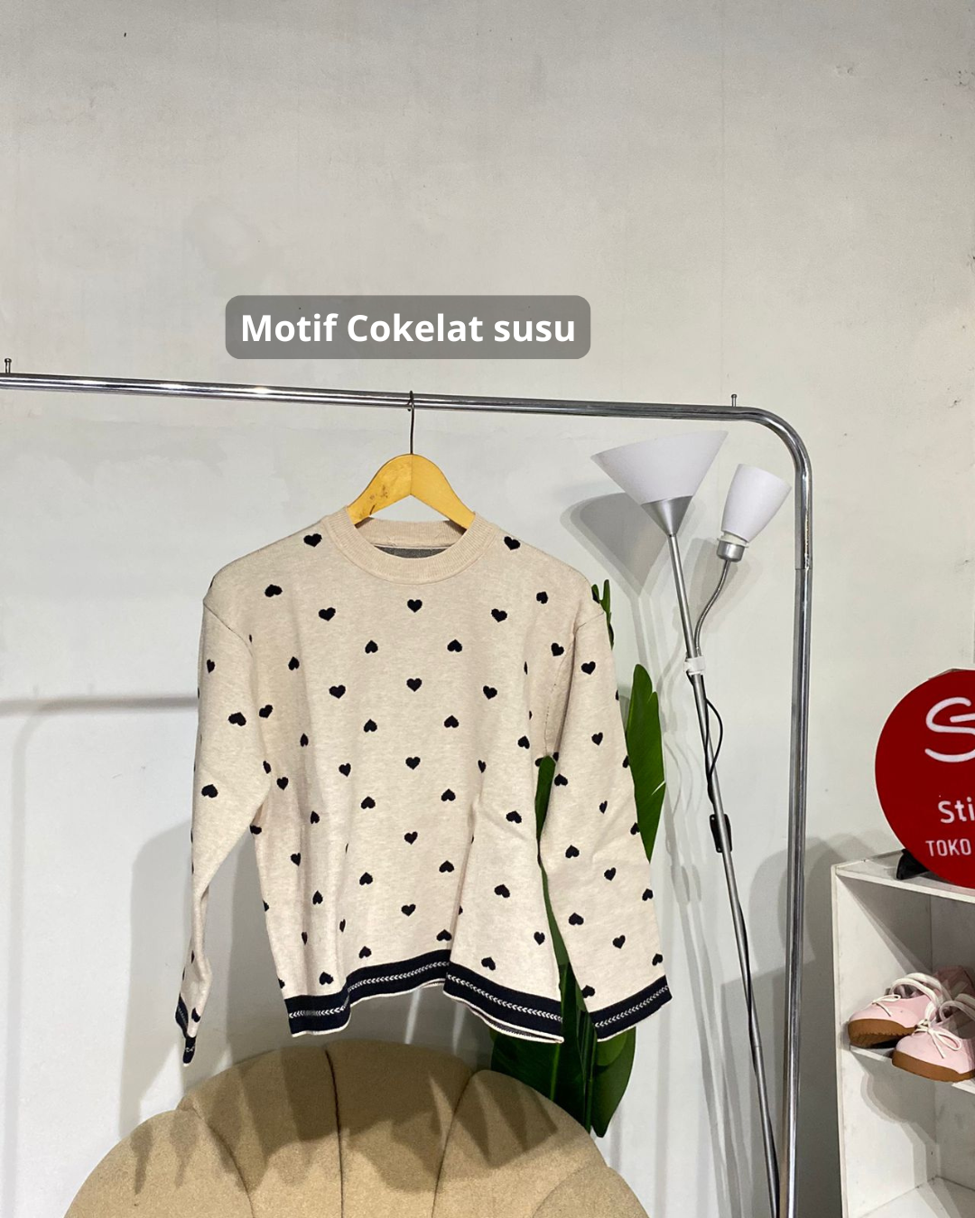 Atasan knit viola Crop Blouse Polkadot