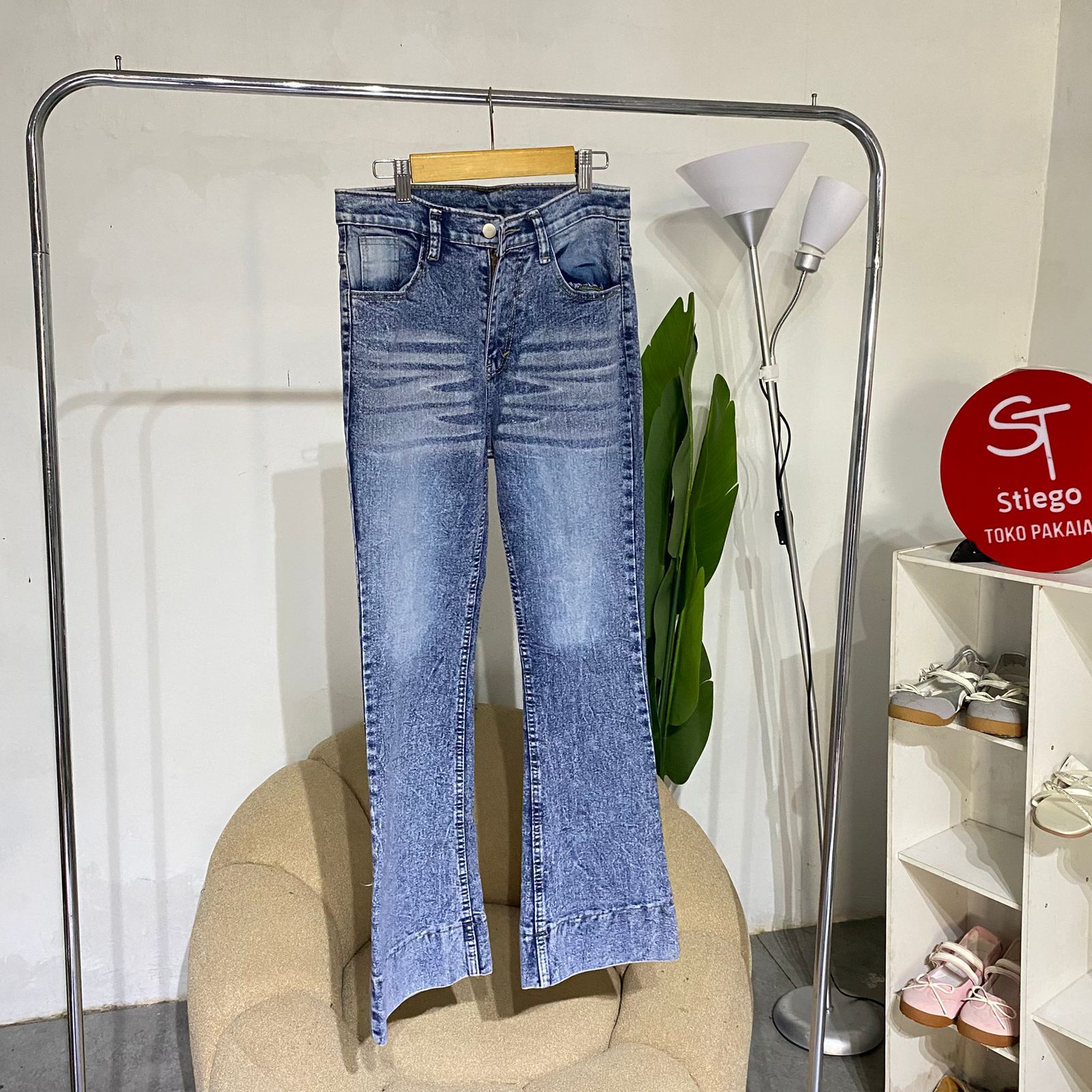 Celana wanita jeans jenny cutbray work blue vintage